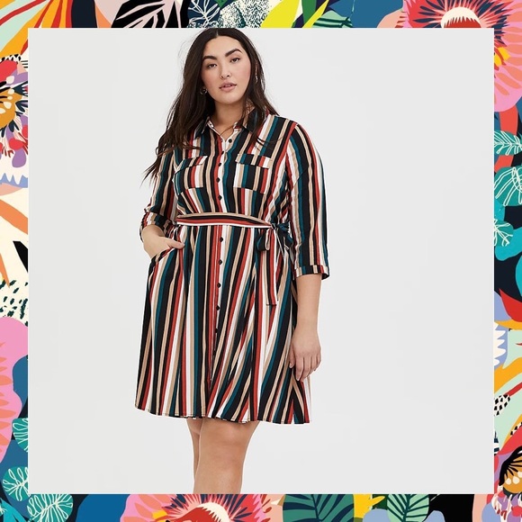 torrid Dresses & Skirts - Torrid Stripe Tie Waist Shirtdress